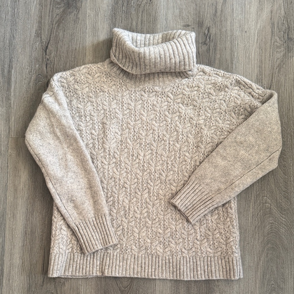 Nannette Beige Textured Turtleneck Sweater